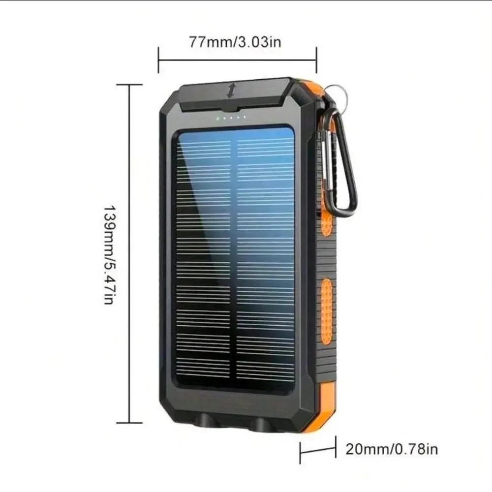 10000mAh Solar Power Bank Dual USB & USB-C Output Charger For Outdoor Adventures